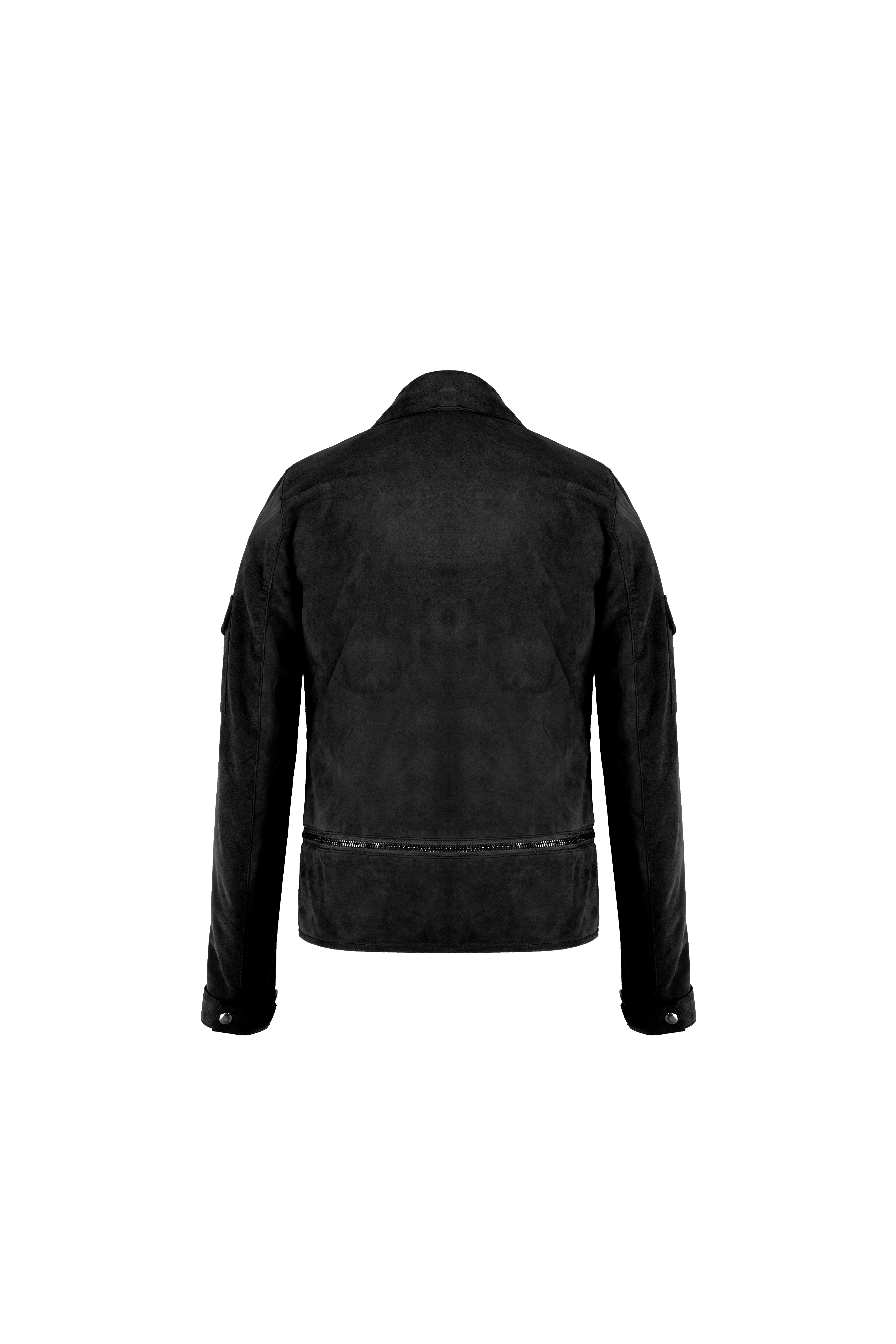 Crew Neck Leather Jacket